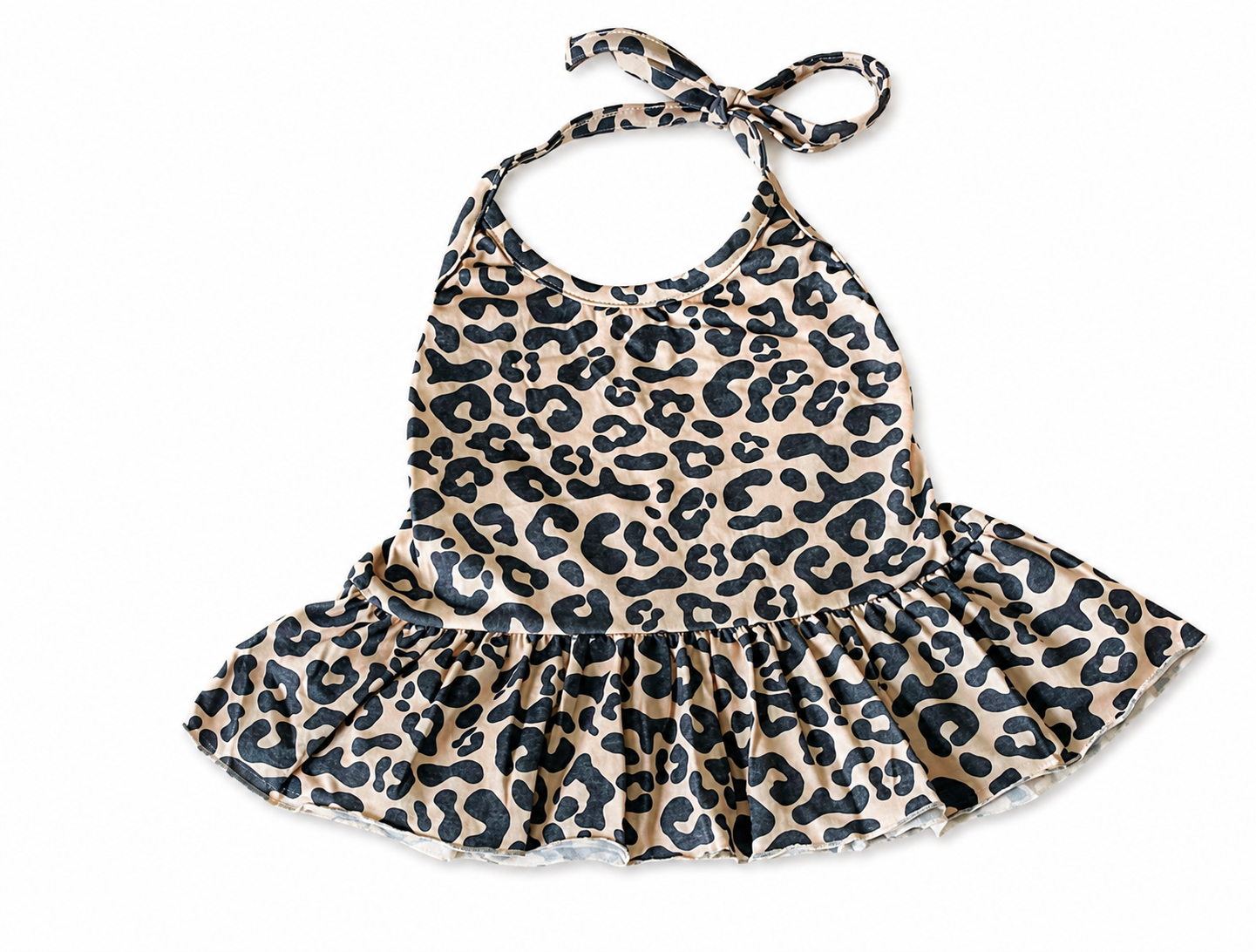 Kids Leopard Print Tied Sleeveless Girls Tank Top