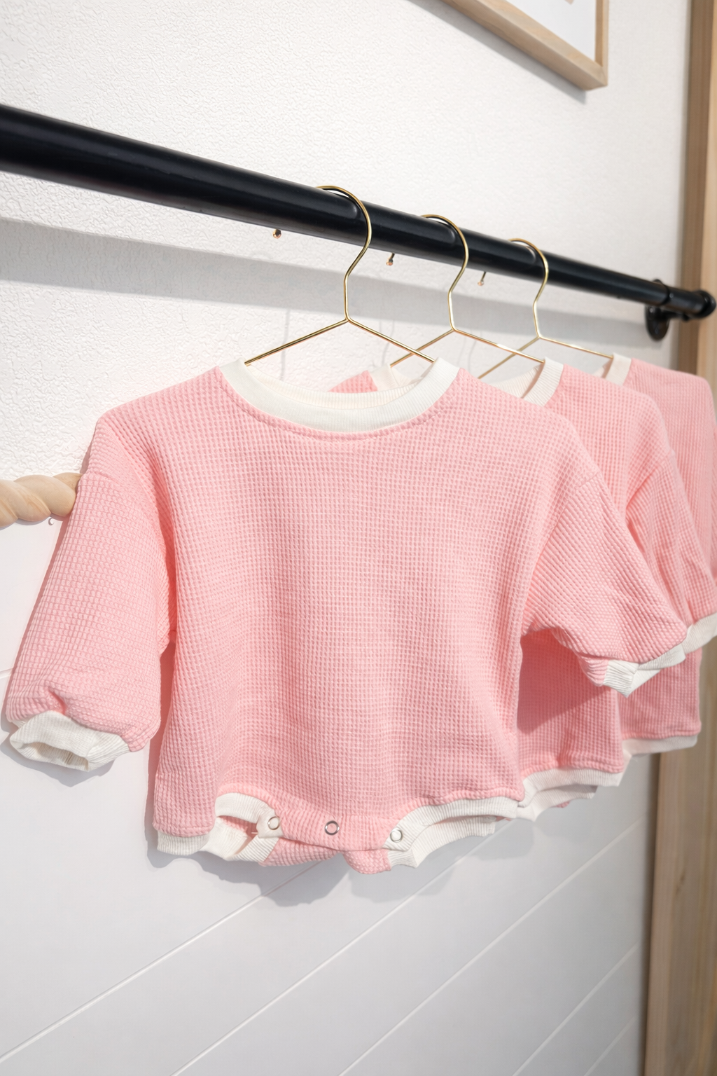 Pink waffle romper