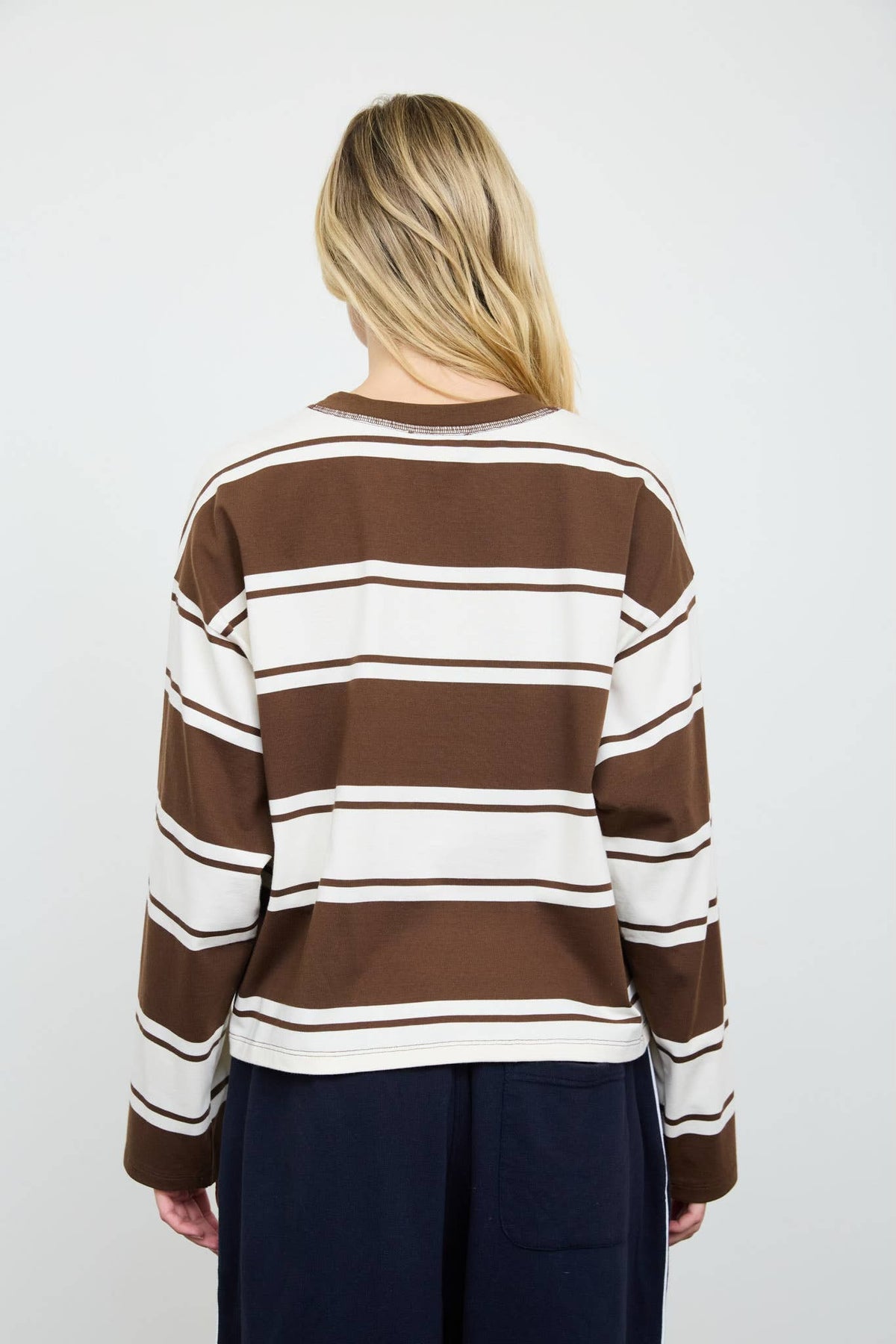 Wide Stripe Crew Neck Long Sleeve Knit