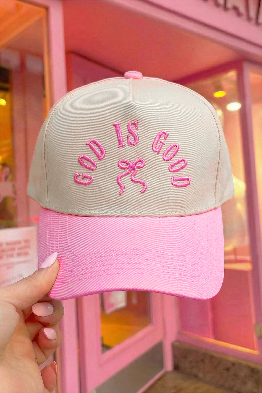 Pink GOD IS GOOD Embroidered