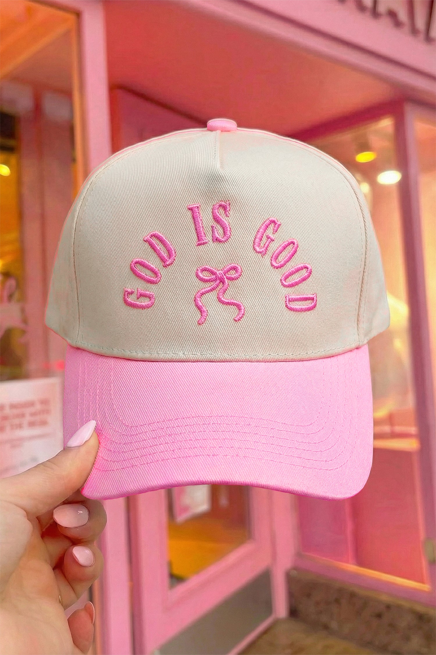 Pink GOD IS GOOD Embroidered
