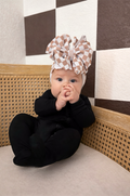 Beige checkered bow