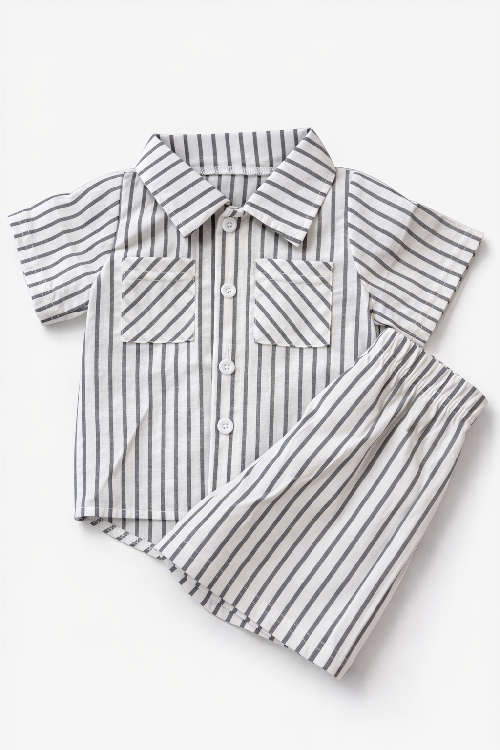 Striped button up set