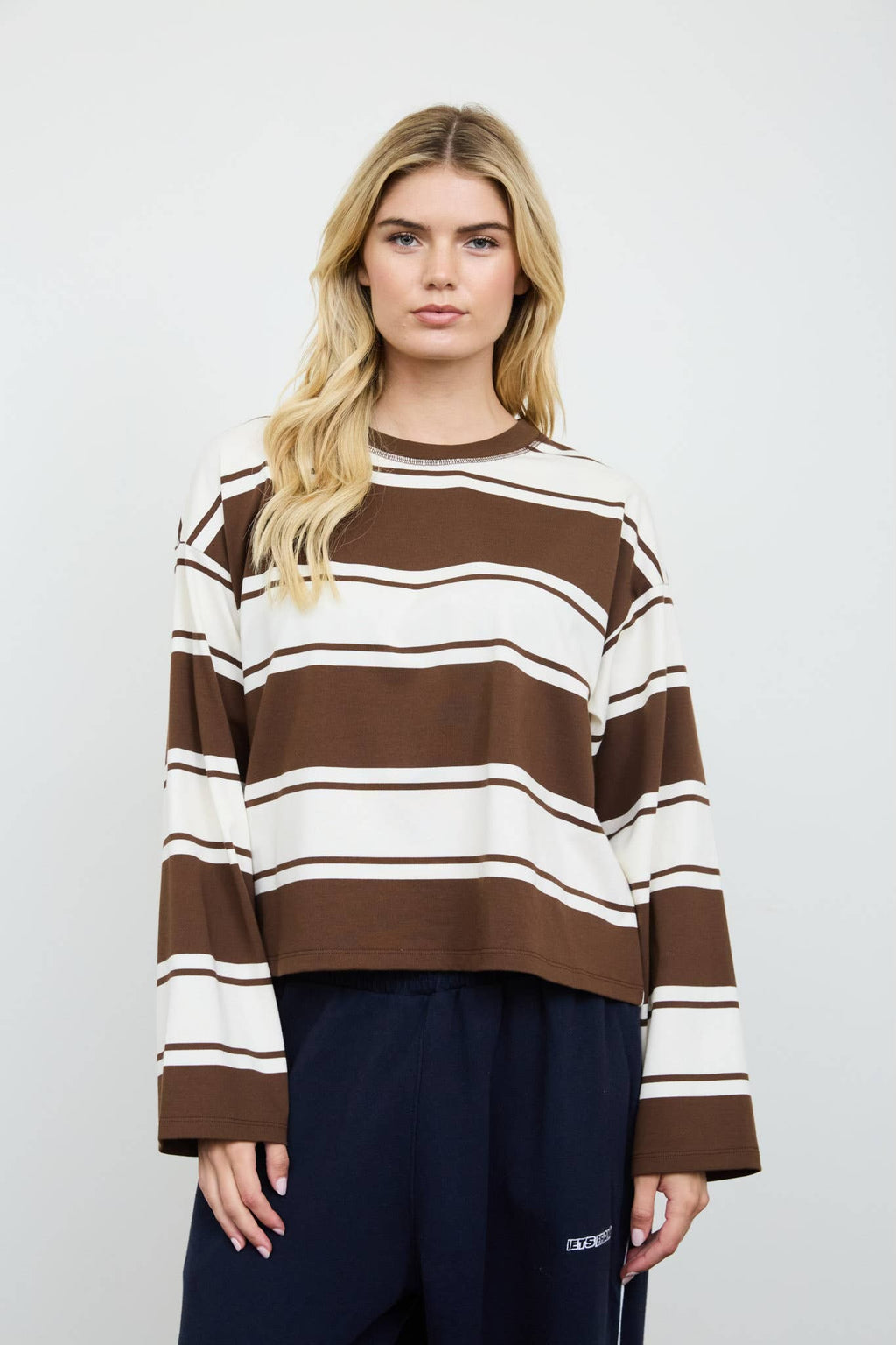 Wide Stripe Crew Neck Long Sleeve Knit