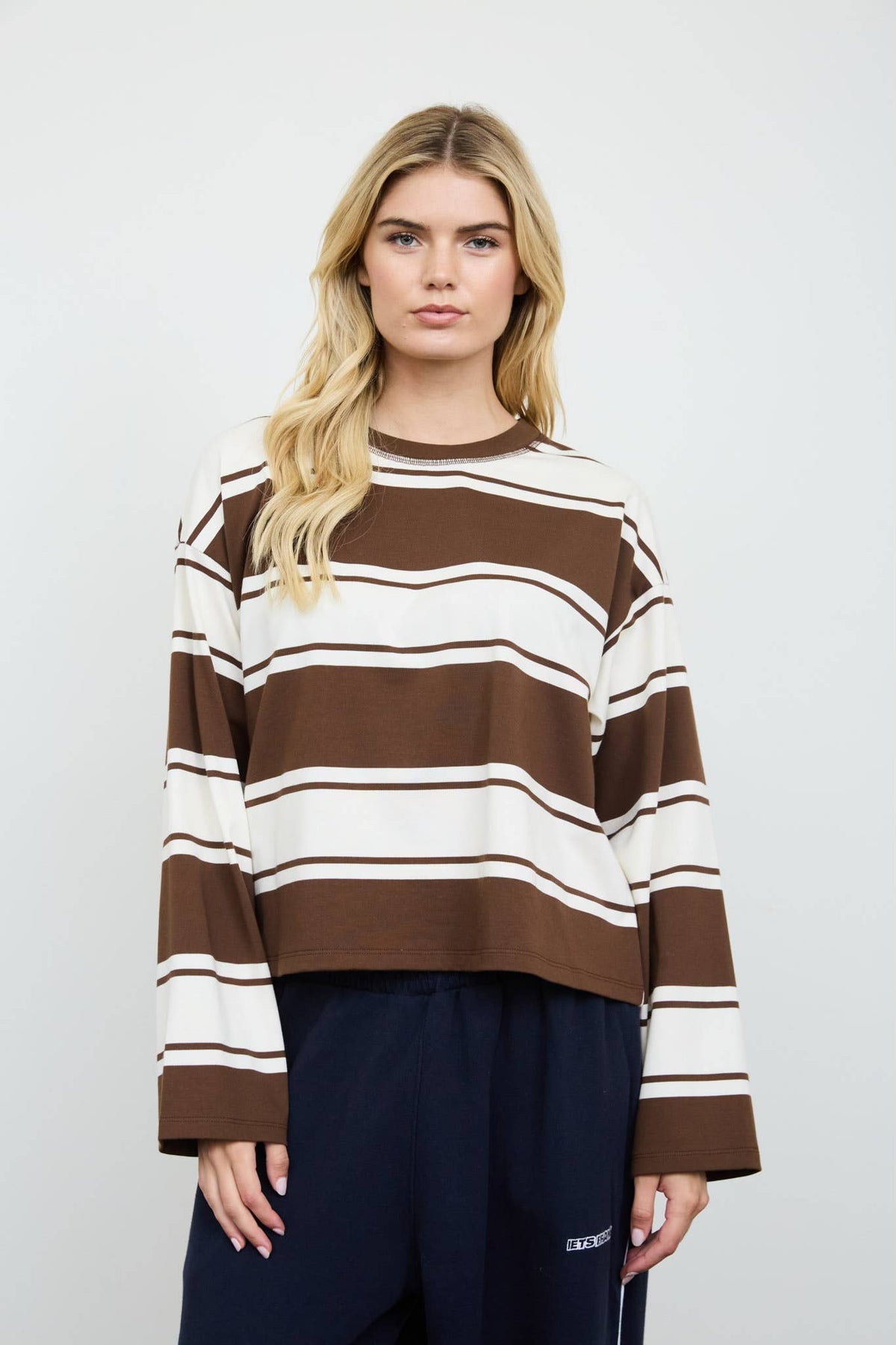 Wide Stripe Crew Neck Long Sleeve Knit