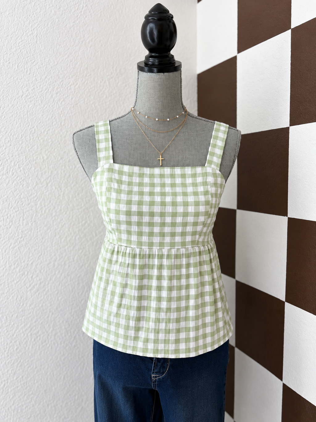 Plaid tie back tank