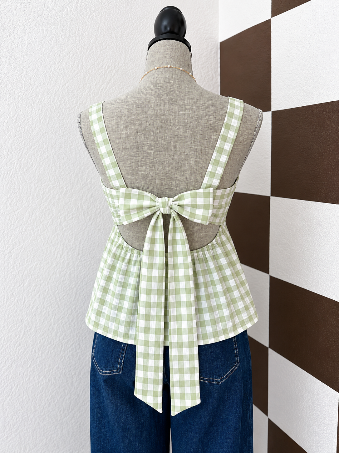 Plaid tie back tank