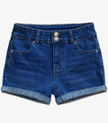 Girls Denim Short w/ 2 Buttons & Roll-Up Hem