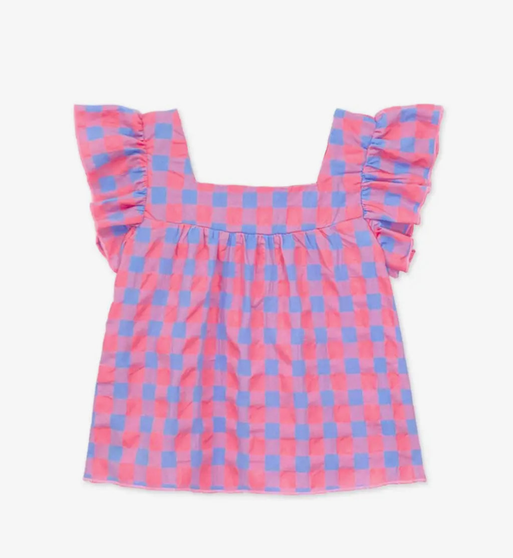 Pink & Blue Plaid Top
