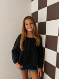 Girls Smock Detailed Textured Washed Peplum Top