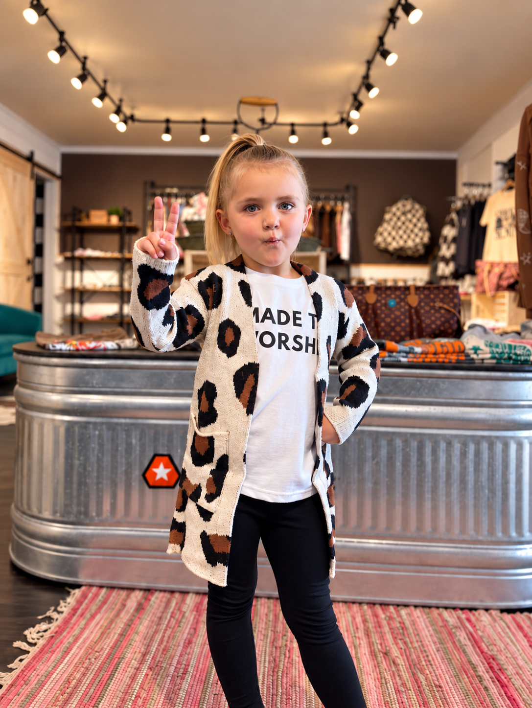 Girls Leopard Sweater Cardigan