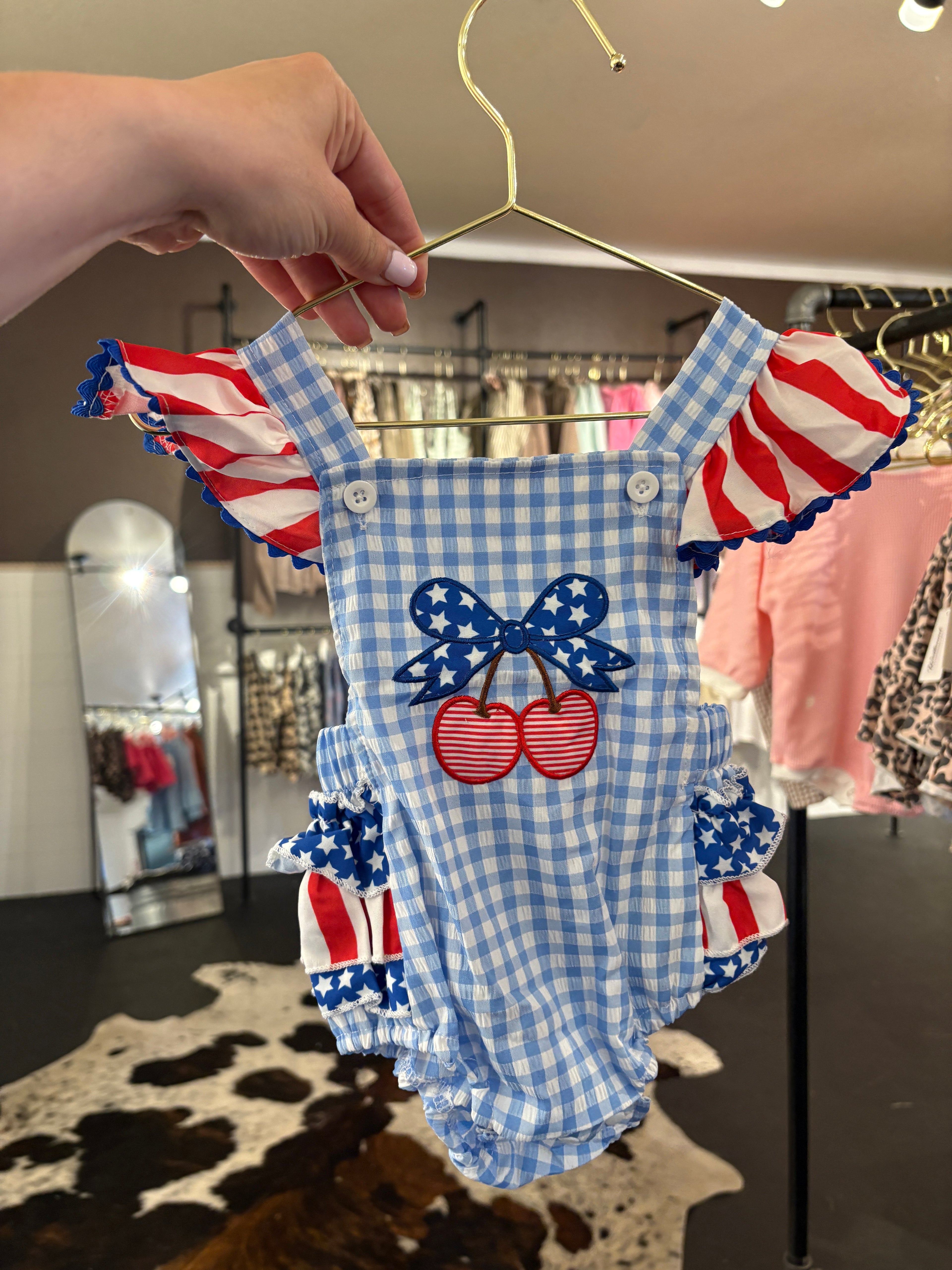4th of July cherry romper