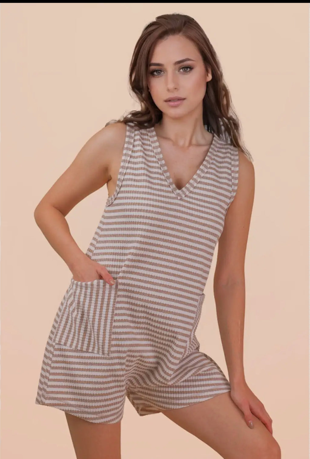 Striped Knit Casual Comfy Romper