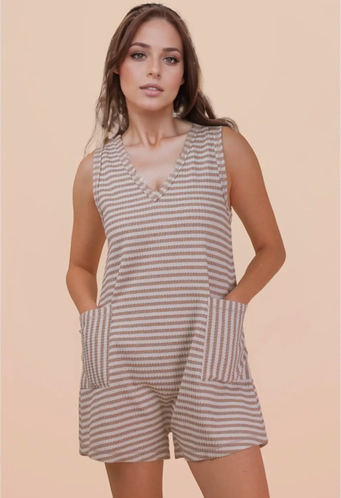 Striped Knit Casual Comfy Romper