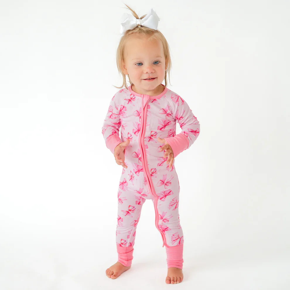 Sweet Bow Bamboo Zipper Romper