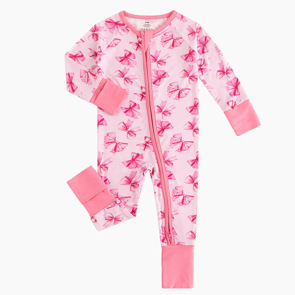 Sweet Bow Bamboo Zipper Romper