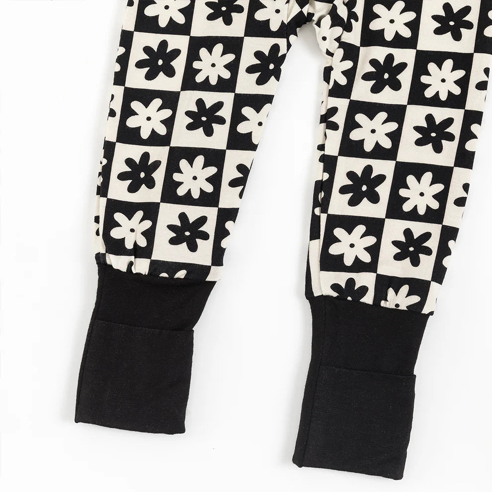 Checker Daisy Bamboo Zipper Romper