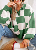 Green Check Polo Sweater