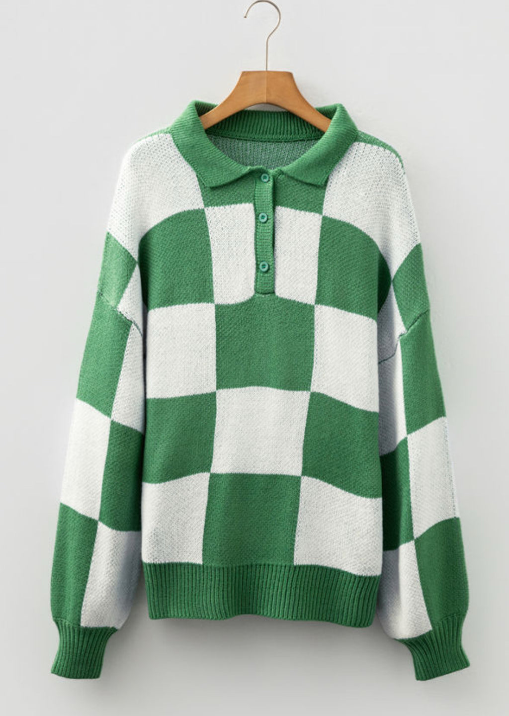 Green Check Polo Sweater