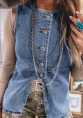 Button Front Denim Vest