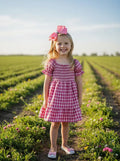 Pink Plaid Gathered & Ruffles Cotton Girls