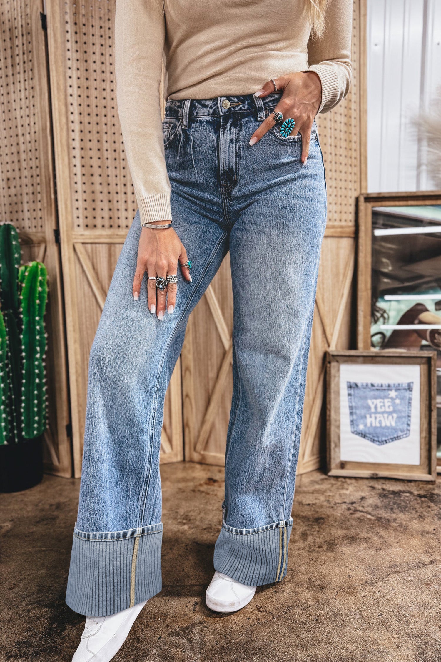 Classic Cuffed Straight Denim